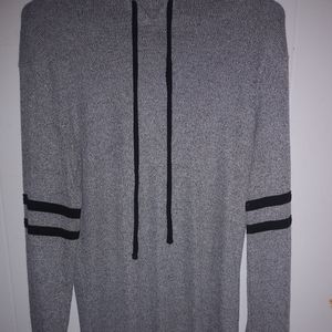Gray and black long sleeve jersey dress